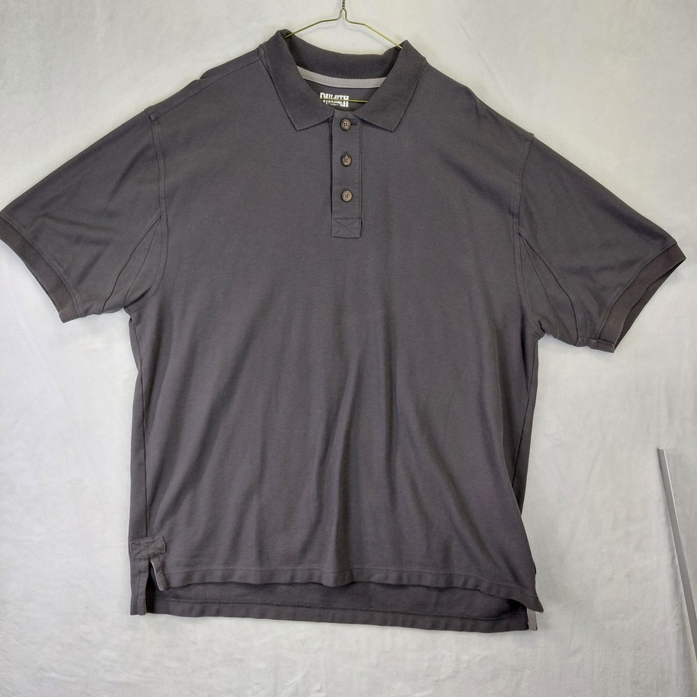 Duluth Trading Co Mens XL Gray Cotton Pique Short Sleeve Polo Shirt Workwear